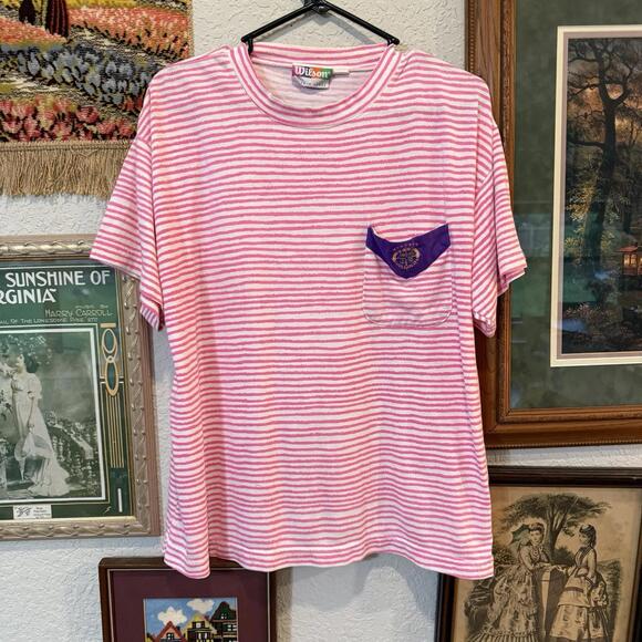 Wilson Other - Vintage 80s Wilson Sports Striped Pink And White Surfing Shirt Size Large